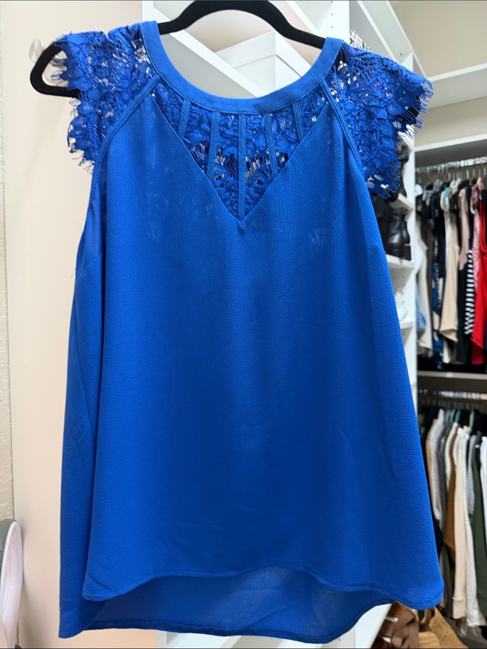 Brixon Ivy Royal Blue Lace-Shoulder Camisole